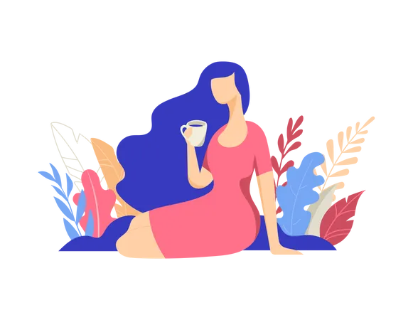 Hermosa mujer tomando café  Illustration