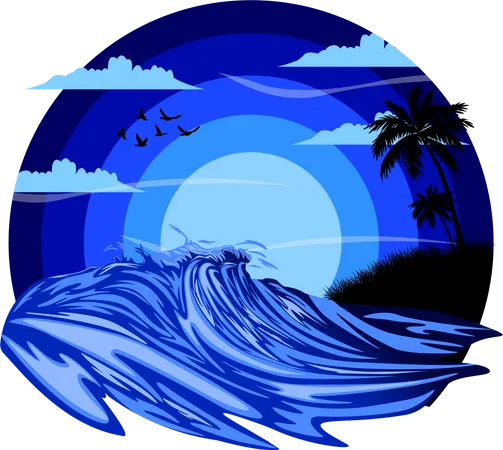 Hermosas olas  Ilustración