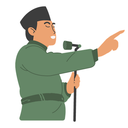 Héroe Nacional de Indonesia dando un discurso  Ilustración