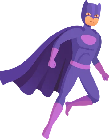 Personagem De Homem Super Heroi Personagem De Heroi Muscular De Desenho Animado Em Super Traje Colorido Com Manto Ondulante Pose Figura De Brinquedo De Acao Homem Bonito E Corajoso Power Ranger Voador Ilustração