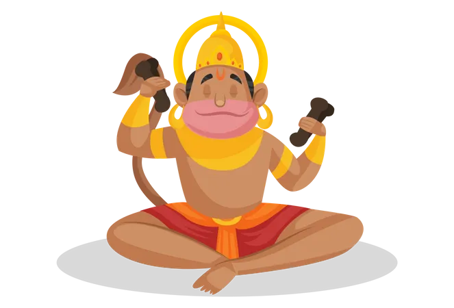 Der betende Gott Hanuman  Illustration