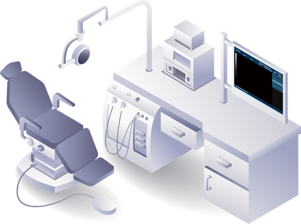 Paciente de mesa de dentista de herramientas médicas  Ilustración