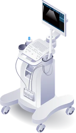 Herramientas médicas ultrasonido paciente embarazo  Ilustración