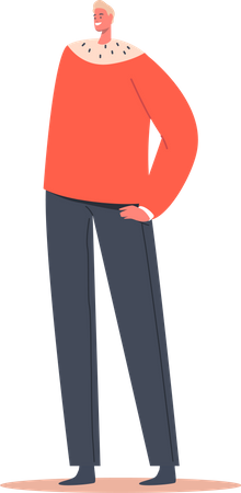 Männer tragen einen roten Winterpullover  Illustration