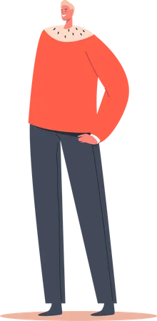 Männer tragen einen roten Winterpullover  Illustration