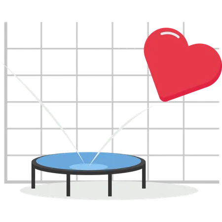 Herz springt auf Trampolin zurück und steigt auf Diagramm an  Illustration