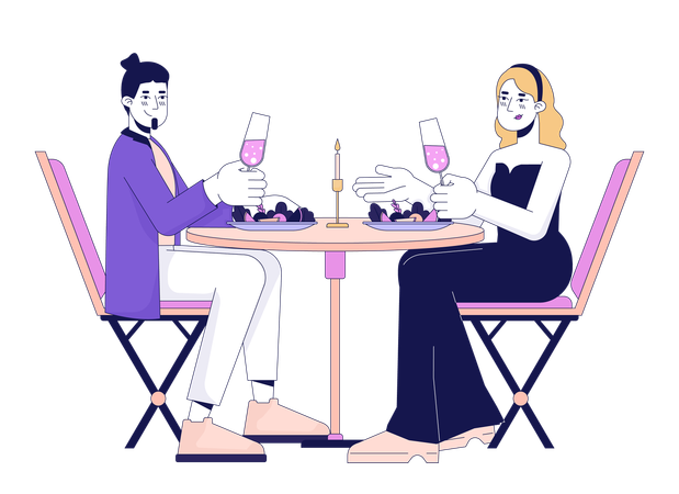 Heterosexual couple on romantic date  Illustration