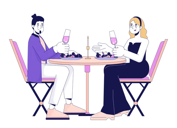 Heterosexual couple on romantic date  Illustration