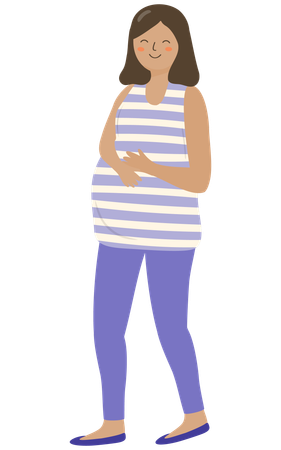 Heureuse enceinte attendant bébé  Illustration