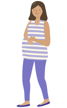 Heureuse enceinte attendant bébé  Illustration