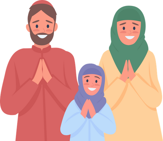 Heureuse famille arabe priant  Illustration