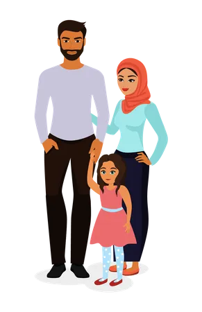 Heureuse famille musulmane  Illustration