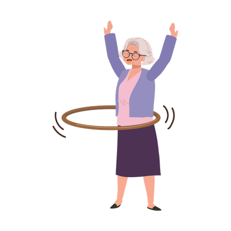 Heureuse femme âgée avec Hula Hoop  Illustration
