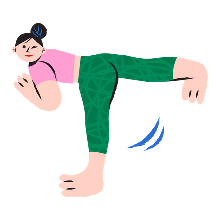 Heureuse femme faisant du yoga  Illustration