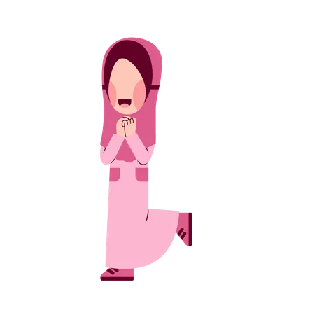 Fille heureuse avec le hijab  Illustration