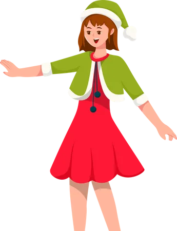 Heureuse jeune fille à Noël  Illustration