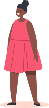 Heureuse petite fille africaine en robe rouge  Illustration