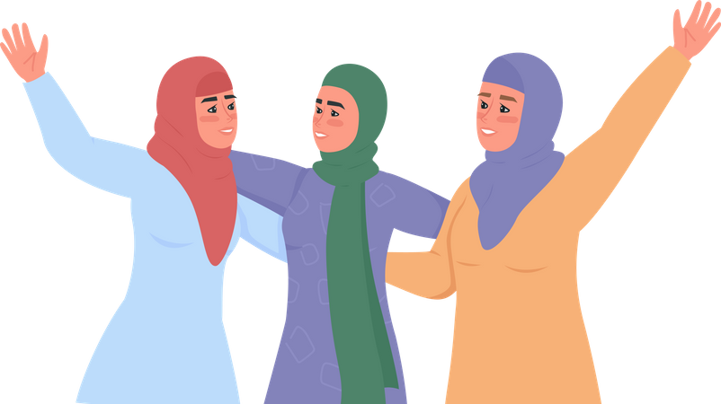 Heureuses femmes arabes en hijabs  Illustration