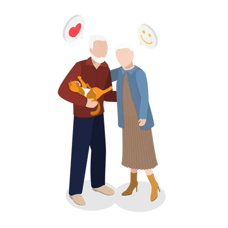 Heureux couple de personnes âgées  Illustration