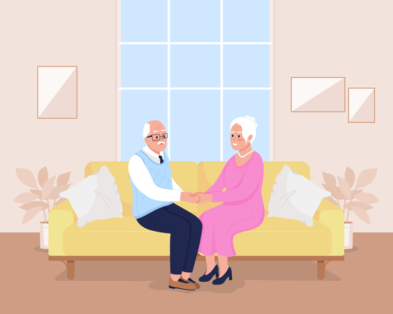 Heureux couple de personnes âgées  Illustration