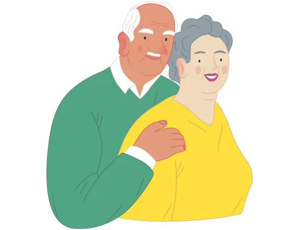 Heureux couple de personnes âgées  Illustration