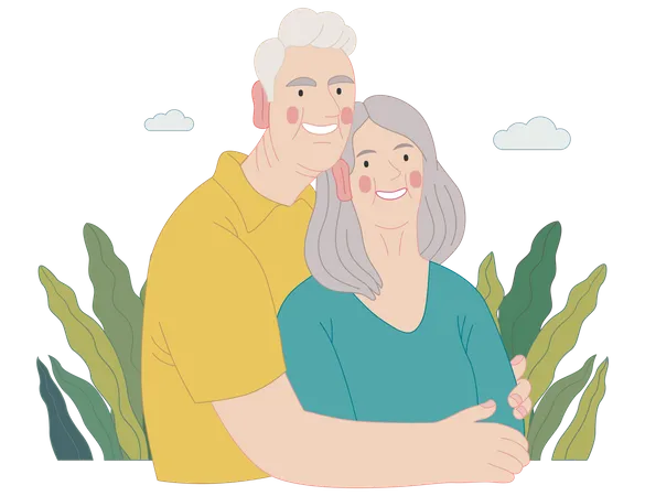 Heureux couple de personnes âgées  Illustration