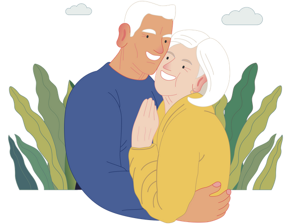 Heureux couple de personnes âgées  Illustration