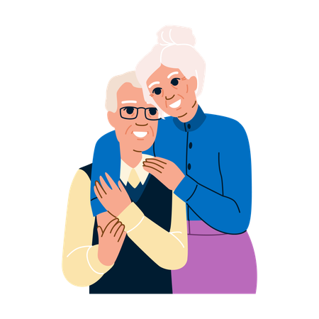 Heureux couple de personnes âgées amoureux  Illustration