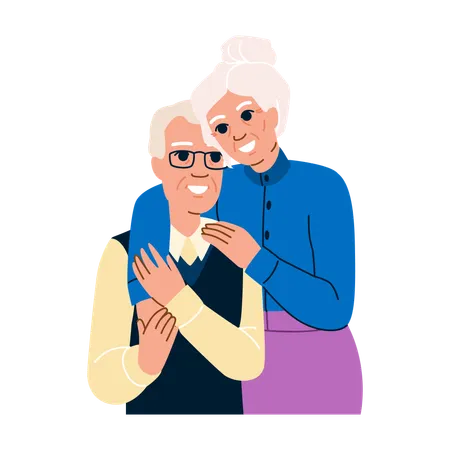 Heureux couple de personnes âgées amoureux  Illustration