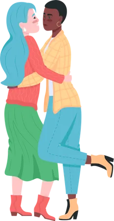 Couple de lesbiennes s'embrassant  Illustration