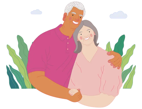 Heureux couple de personnes âgées  Illustration