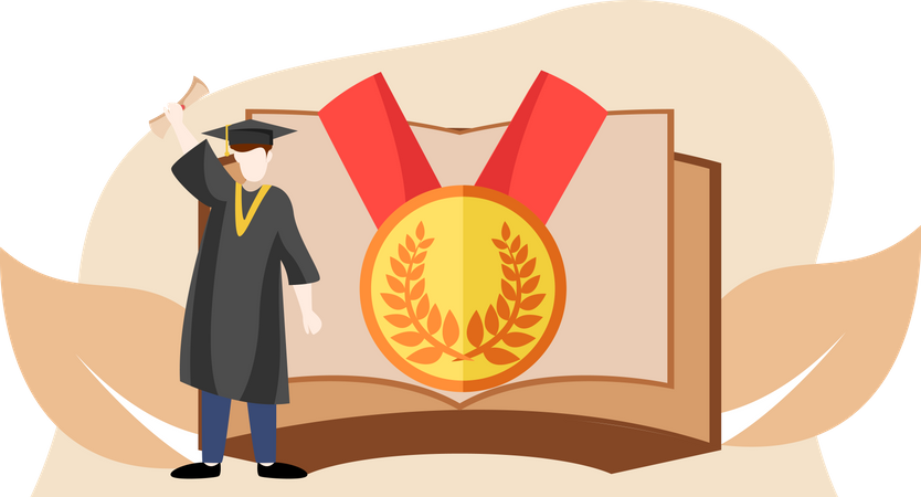 Heureux étudiant diplômé  Illustration