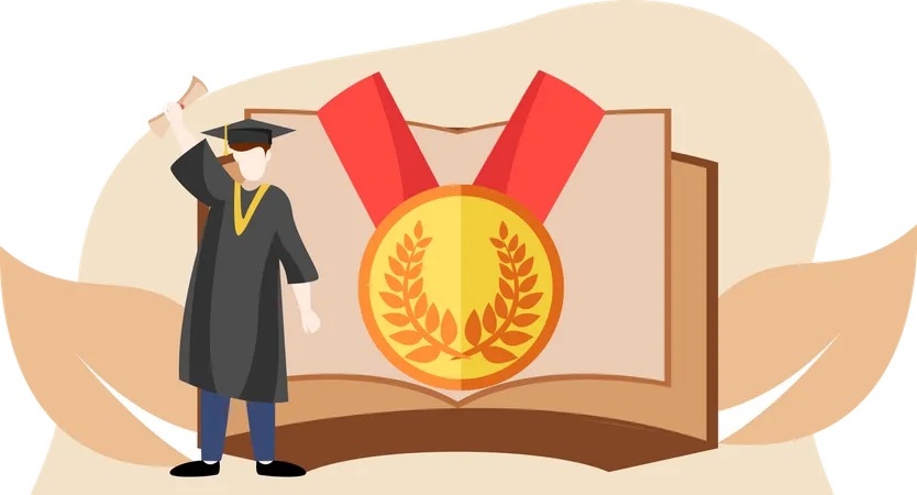 Heureux étudiant diplômé  Illustration