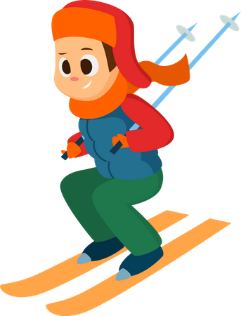 Heureux garçon appréciant le snowboard  Illustration