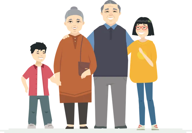 Heureux grands-parents chinois  Illustration