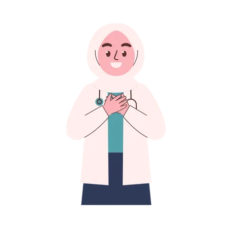 Heureuse femme médecin hijab  Illustration