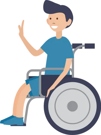 Heureux homme handicapé en fauteuil roulant  Illustration