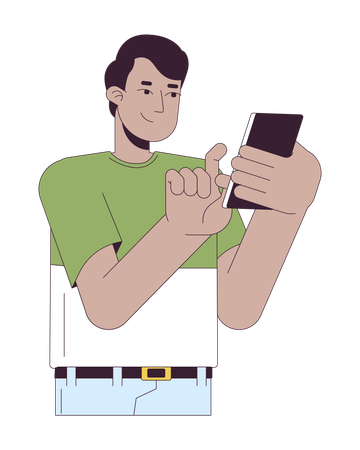 Heureux homme indien touchant le téléphone  Illustration