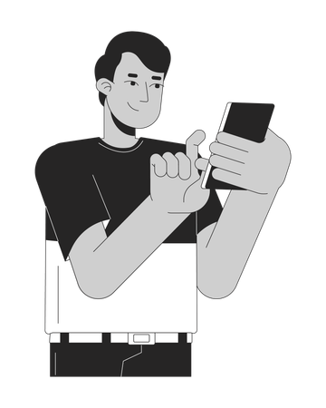 Heureux homme indien touchant le téléphone  Illustration