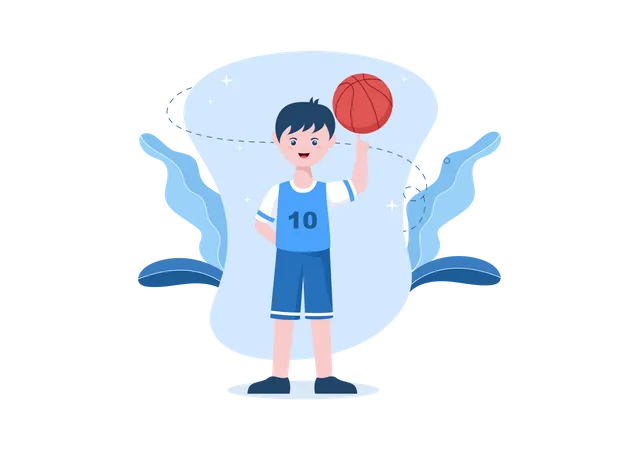 Heureux jeune homme jouant au basket-ball  Illustration