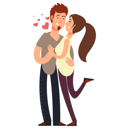 Heureux jeunes couples amoureux  Illustration