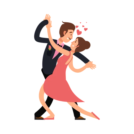 Heureux jeunes couples amoureux  Illustration