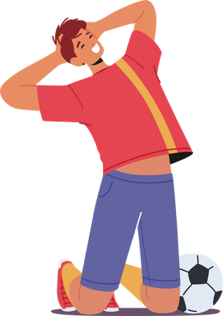Joueur de football heureux célébrant la victoire  Illustration