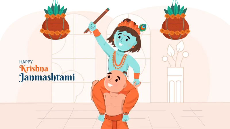 Joyeux Krishna Janmashtami  Illustration