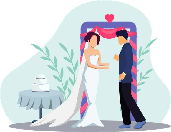 Heureux couple de mariage  Illustration