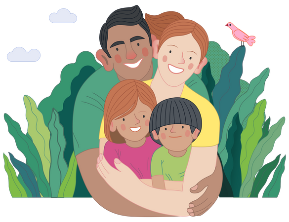 Parents heureux avec des enfants  Illustration