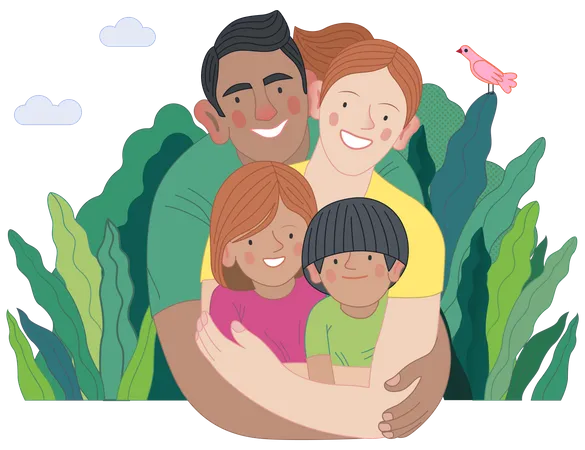 Parents heureux avec des enfants  Illustration