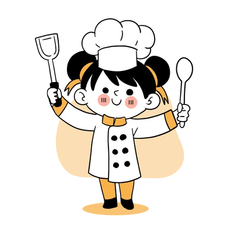 Heureux petit enfant attendant de cuisiner  Illustration