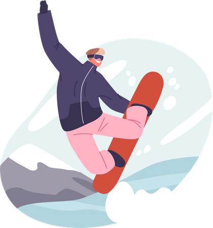 Heureux snowboarder équitation snowboard  Illustration