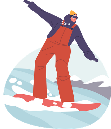 Heureux snowboarder équitation snowboard  Illustration